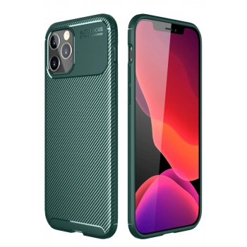 Apple iPhone 11 Pro Max Uyumlu Kılıf Auto Focus Karbon Kapak - Yeşil