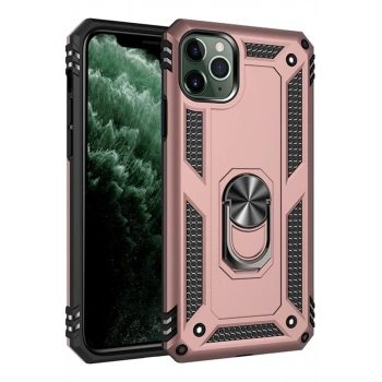Apple iPhone 11 Pro Max Uyumlu Kılıf Sofya Yüzüklü Silikon Kapak - Rose