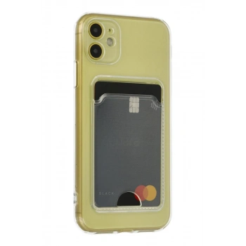 Apple iPhone 11 Uyumlu Kılıf Kart Şeffaf Silikon - Şeffaf