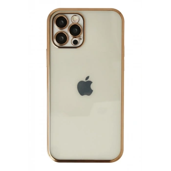 Apple iPhone 12 Pro Max Uyumlu Kılıf Lensli Silikon - Gold