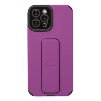 Apple iPhone 12 Pro Max Uyumlu Kılıf Mega Standlı Silikon - Mor