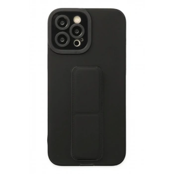 Apple iPhone 12 Pro Max Uyumlu Kılıf Mega Standlı Silikon - Siyah