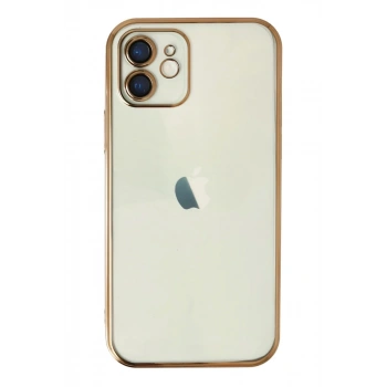 Apple iPhone 12 Uyumlu Kılıf Lensli Silikon - Gold
