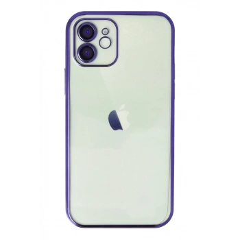 Apple iPhone 12 Uyumlu Kılıf Lensli Silikon - Mor