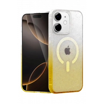Apple iPhone 12 Uyumlu Pummel Shiny Magsafe Kapak - Gold
