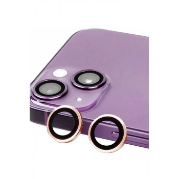 Apple iPhone 13 Mini Uyumlu Raze Metal Kamera Lens - Pembe