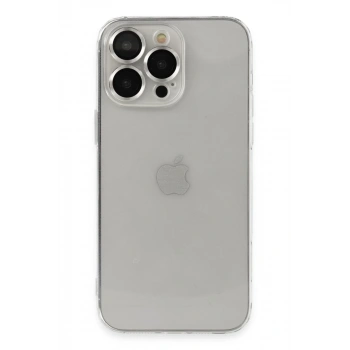 Apple iPhone 13 Pro Max Uyumlu Kılıf Luko Lens Silikon - Gümüş