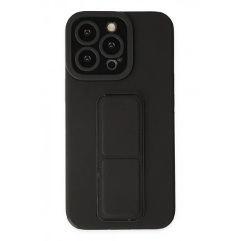 Apple iPhone 13 Pro Max Uyumlu Kılıf Mega Standlı Silikon - Siyah