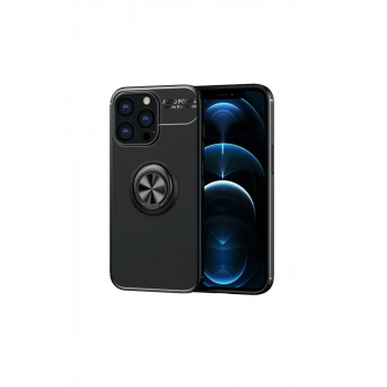 Apple iPhone 13 Pro Max Uyumlu Kılıf Range Yüzüklü Silikon - Siyah