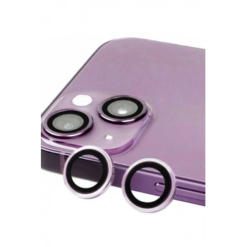 Apple iPhone 14 Plus Uyumlu Raze Metal Kamera Lens - Mor