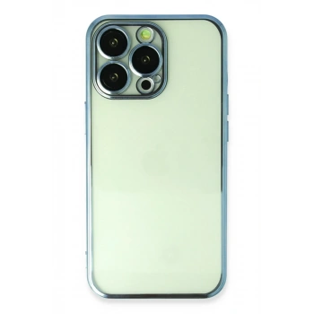 Apple iPhone 14 Pro Max Uyumlu Kılıf Lensli Silikon - Açık Mavi