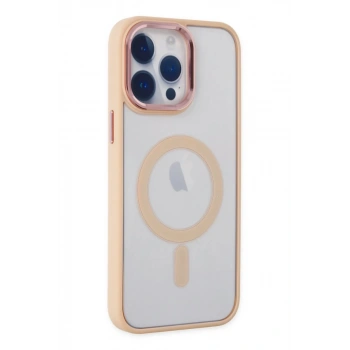Apple iPhone 14 Pro Max Uyumlu Kılıf Room Magneticsafe Silikon - Pudra