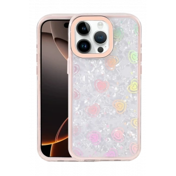 Apple iPhone 14 Pro Max Uyumlu Lumi Desenli Kapak - Pembe