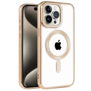 Apple iPhone 14 Pro Uyumlu Kılıf Kronos Magsafe Kapak - Gold