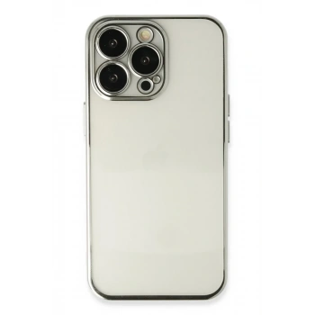 Apple iPhone 14 Pro Uyumlu Kılıf Lensli Silikon - Gümüş