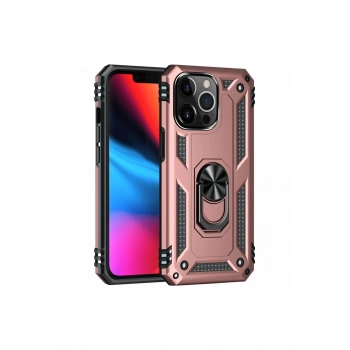 Apple iPhone 14 Pro Uyumlu Kılıf Sofya Yüzüklü Silikon Kapak - Rose