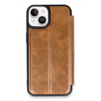 Apple iPhone 14 Uyumlu Kılıf Flip Cover - Taba