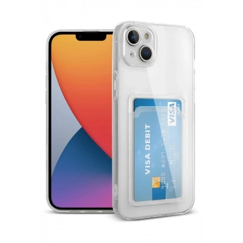 Apple iPhone 14 Uyumlu Kılıf Kart Şeffaf Silikon - Şeffaf