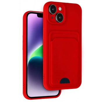 Apple iPhone 14 Uyumlu Kılıf Kelvin Kartvizitli Silikon - Kırmızı