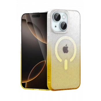 Apple iPhone 14 Uyumlu Pummel Shiny Magsafe Kapak - Gold