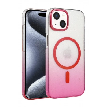 Apple iPhone 15 Plus Uyumlu Glossy Magsafe Kapak - Pembe