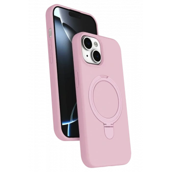 Apple iPhone 15 Plus Uyumlu Regal Magsafe Standlı Kapak - Açık Pembe