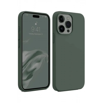 Apple iPhone 15 Pro Max Kılıf First Silikon - Koyu Yeşil