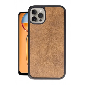 Apple iPhone 15 Pro Max Uyumlu Kılıf Aras Deri Kapak - Taba
