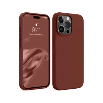 Apple iPhone 15 Pro Max Uyumlu Kılıf First Silikon - Bordo