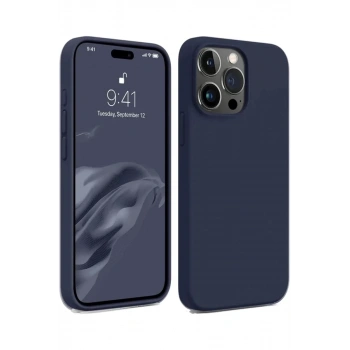 Apple iPhone 15 Pro Max Uyumlu Kılıf First Silikon - Lacivert