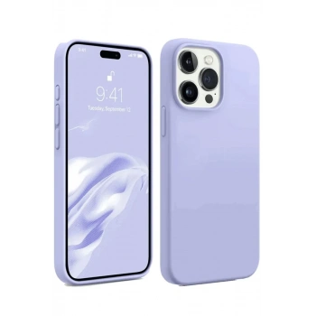 Apple iPhone 15 Pro Max Uyumlu Kılıf First Silikon - Lila