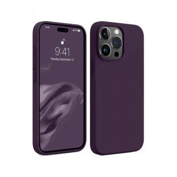 Apple iPhone 15 Pro Max Uyumlu Kılıf First Silikon - Mürdüm