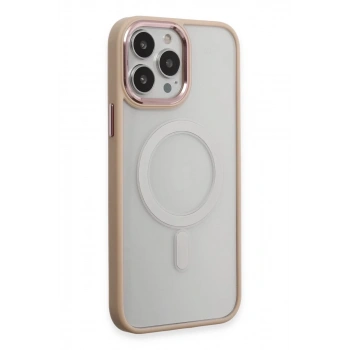 Apple iPhone 15 Pro Max Uyumlu Kılıf Room Magneticsafe Silikon - Pudra