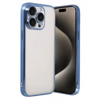 Apple iPhone 15 Pro Max Uyumlu Lensli Silikon - Açık Mavi