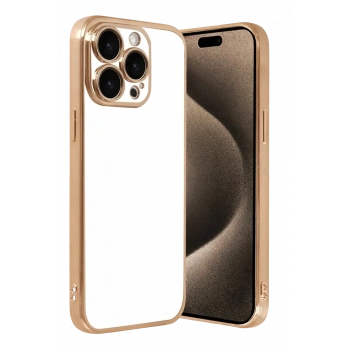 Apple iPhone 15 Pro Max Uyumlu Lensli Silikon - Gold