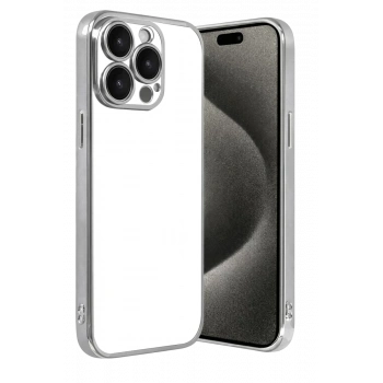 Apple iPhone 15 Pro Max Uyumlu Lensli Silikon - Gümüş