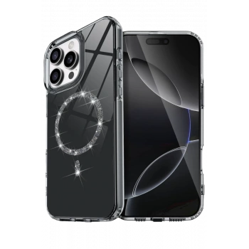 Apple iPhone 15 Pro Max Uyumlu Live Diamond Magsafe Kapak - Siyah