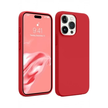 Apple iPhone 15 Pro Uyumlu Kılıf First Silikon - Kırmızı
