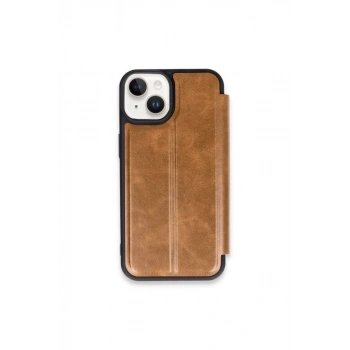 Apple iPhone 15 Uyumlu Kılıf Flip Cover - Taba