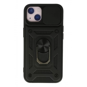 Apple iPhone 15 Uyumlu Kılıf Pars Lens Yüzüklü Silikon - Siyah
