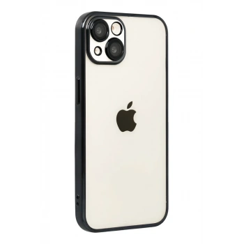 Apple iPhone 15 Uyumlu Lensli Silikon - Siyah