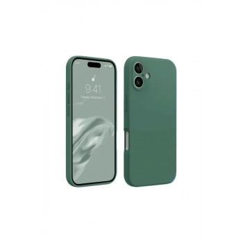 Apple iPhone 16 Kılıf First Silikon - Koyu Yeşil