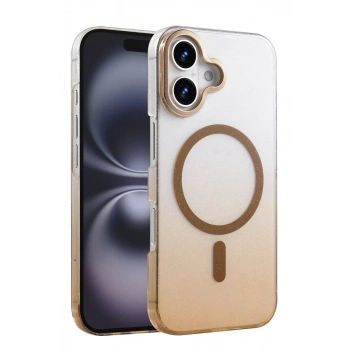 Apple iPhone 16 Plus Uyumlu Glossy Magsafe Kapak - Çöl Titanyum