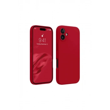 Apple iPhone 16 Plus Uyumlu Kılıf First Silikon - Kırmızı