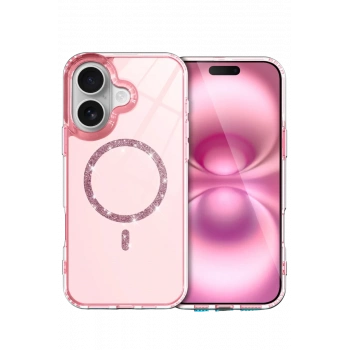 Apple iPhone 16 Plus Uyumlu Live Diamond Magsafe Kapak - Pembe