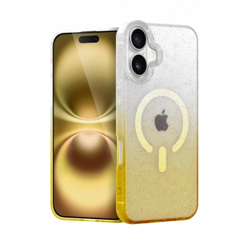 Apple iPhone 16 Plus Uyumlu Pummel Shiny Magsafe Kapak - Gold