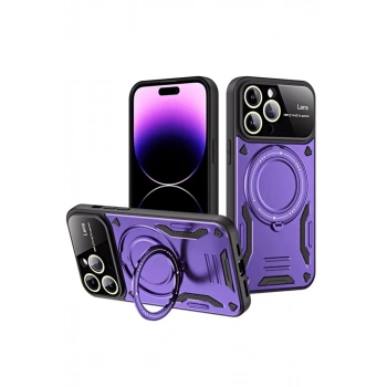 Apple iPhone 16 Pro Kılıf Joy Lens Standlı Kapak - Mor