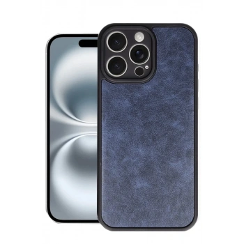 Apple iPhone 16 Pro Max Uyumlu Kılıf Aras Deri Kapak - Lacivert