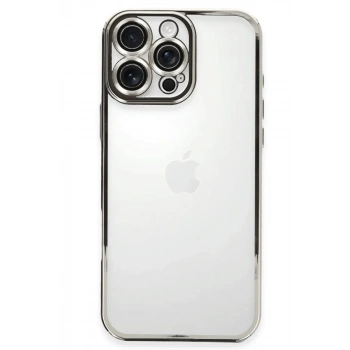 Apple iPhone 16 Pro Max Uyumlu Kılıf Lensli Silikon - Gümüş