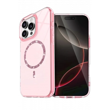 Apple iPhone 16 Pro Max Uyumlu Live Diamond Magsafe Kapak - Pembe